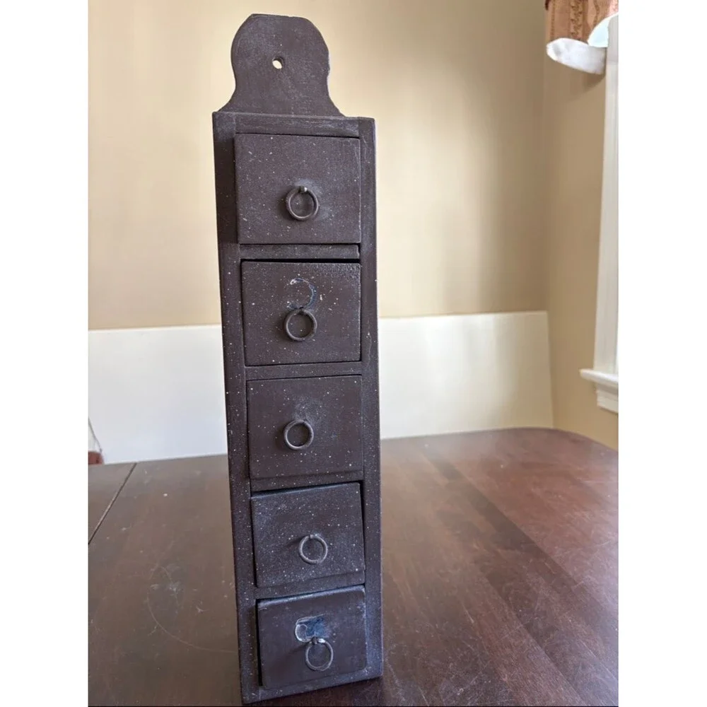 Rustic Farmhouse 5-Drawer Dark Brown Organizer Drawers
